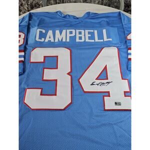 Earl Campbell Autographed/Signed Jersey Blue Custom Jersey